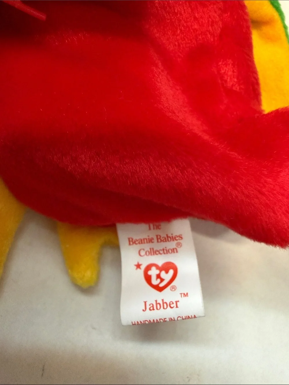 NWT Ty Multicolor Jabber the Parrot Plush Beanie Baby - Red, Green, Blue, Yellow